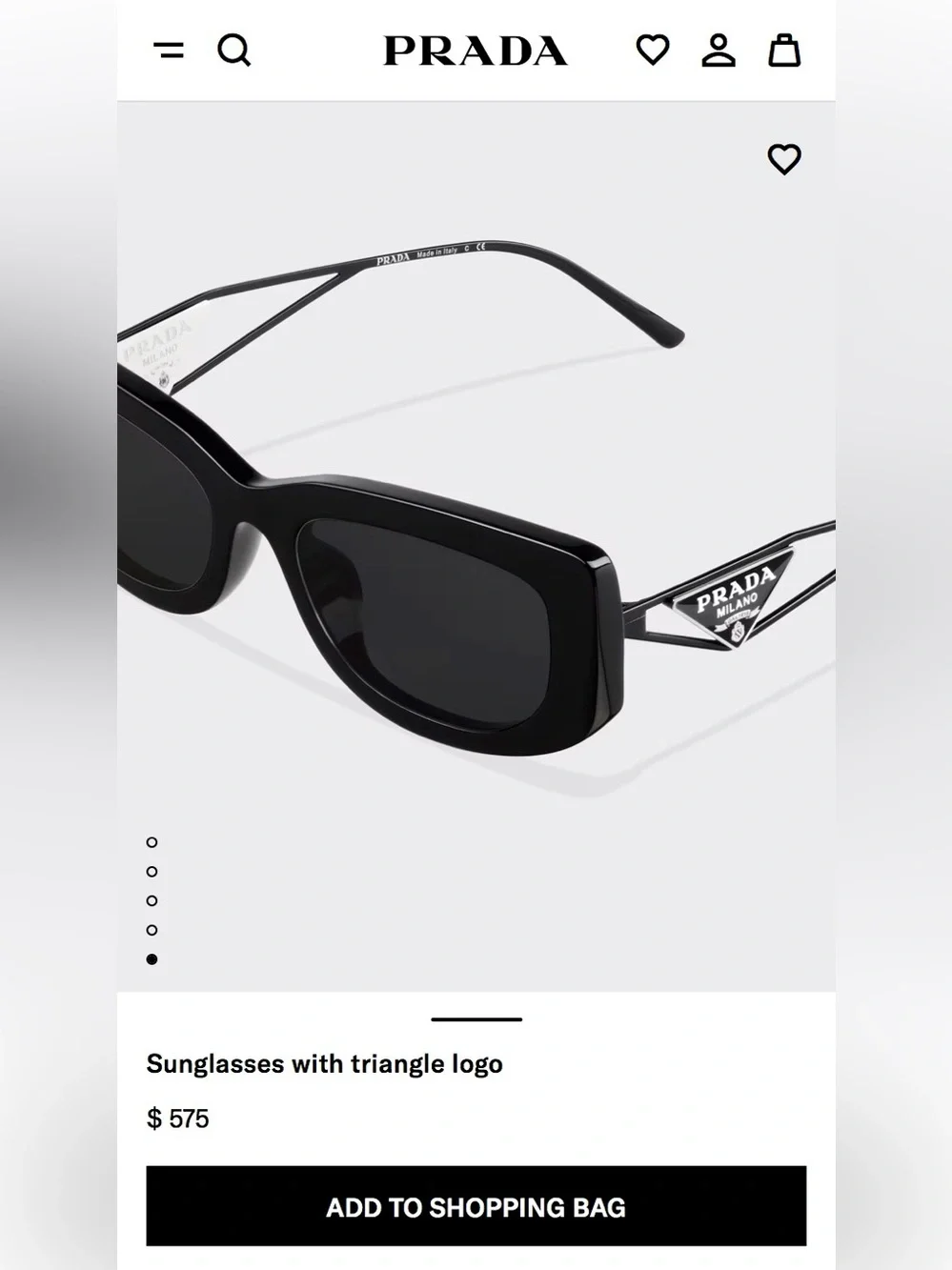 Prada Black Rectangular Sunglasses with Triangle Logo